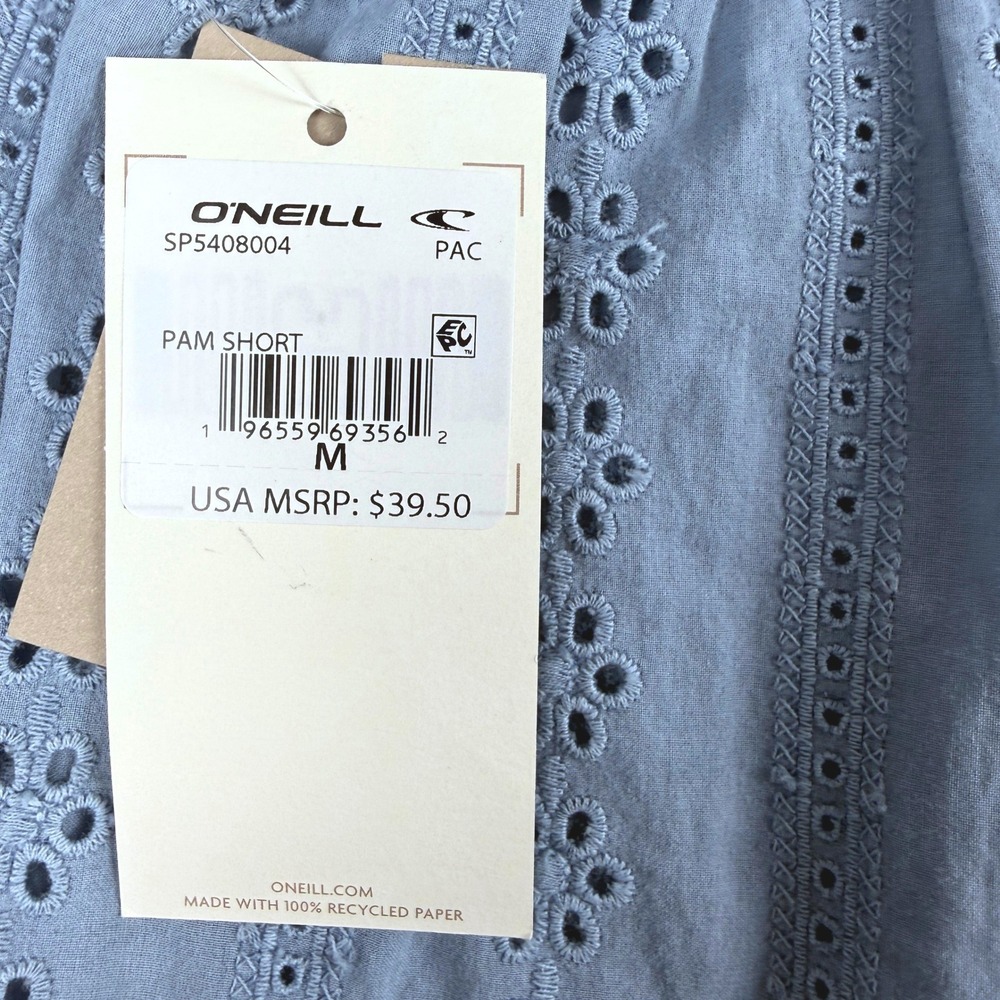 O'NEILL Womens Pam Eyelet Beach Cover-up Shorts Women M Blue Boho Casual Summer - Picture 9 of 11